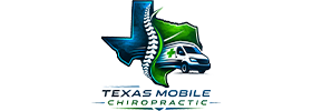 Texas Mobile Chiropractic logo with spine, medical cross, and ambulance